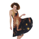 Watercolor Sagittarius Zodiac Sign Print Women's Sleeveless Dress