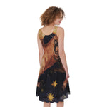Watercolor Sagittarius Zodiac Sign Print Women's Sleeveless Dress