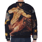 Watercolor Sagittarius Zodiac Sign Print Zip Sleeve Bomber Jacket