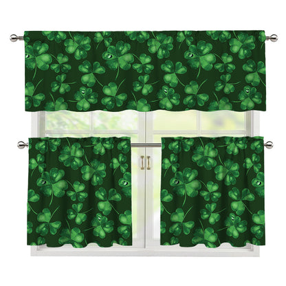 Watercolor Saint Patrick's Day Print 3 Piece Kitchen Curtains