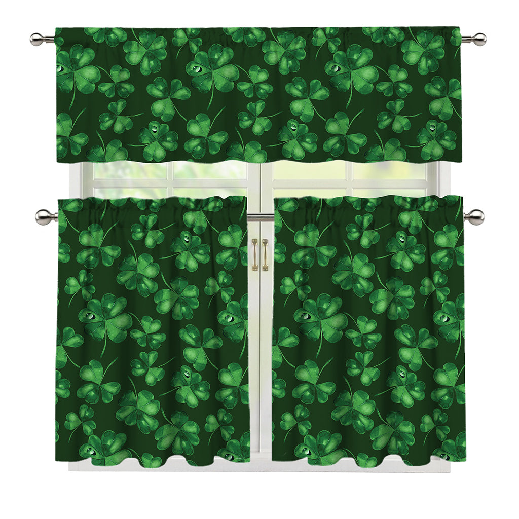 Watercolor Saint Patrick's Day Print 3 Piece Kitchen Curtains