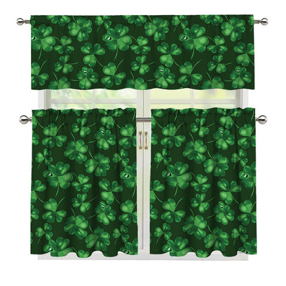 Watercolor Saint Patrick's Day Print 3 Piece Kitchen Curtains