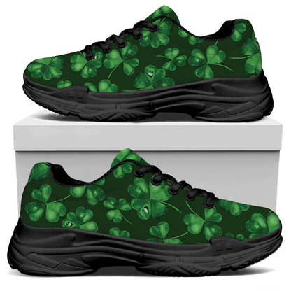 Watercolor Saint Patrick's Day Print Black Chunky Shoes