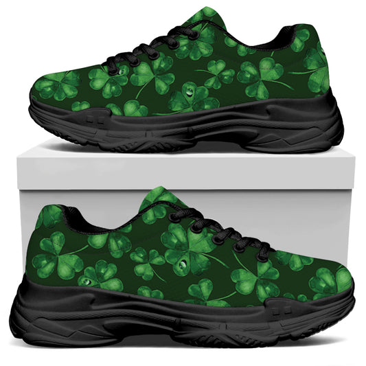 Watercolor Saint Patrick's Day Print Black Chunky Shoes