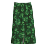 Watercolor Saint Patrick's Day Print Cotton Front Slit Maxi Skirt