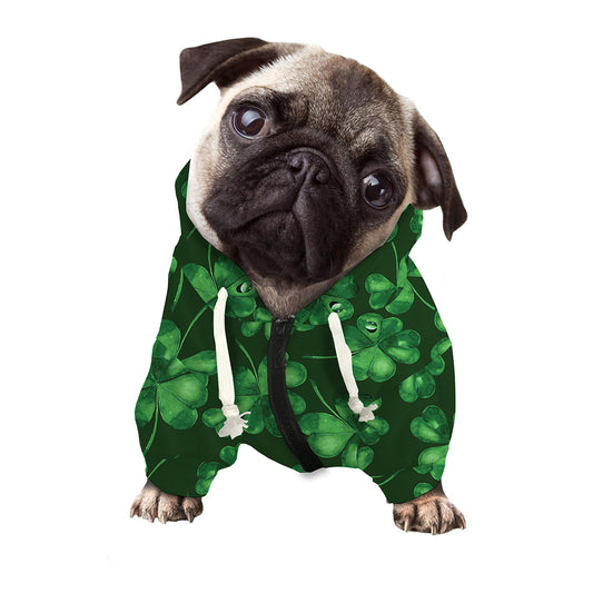 Watercolor Saint Patrick's Day Print Dog Zip Up Hoodie
