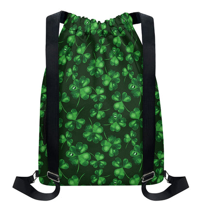 Watercolor Saint Patrick's Day Print Drawstring Backpack