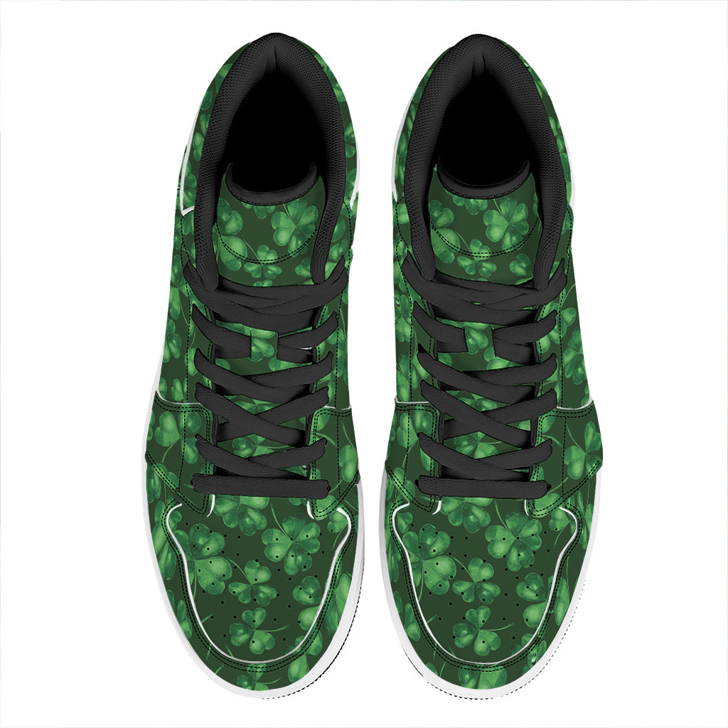 Watercolor Saint Patrick's Day Print High Top Leather Sneakers