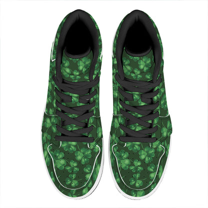 Watercolor Saint Patrick's Day Print High Top Leather Sneakers