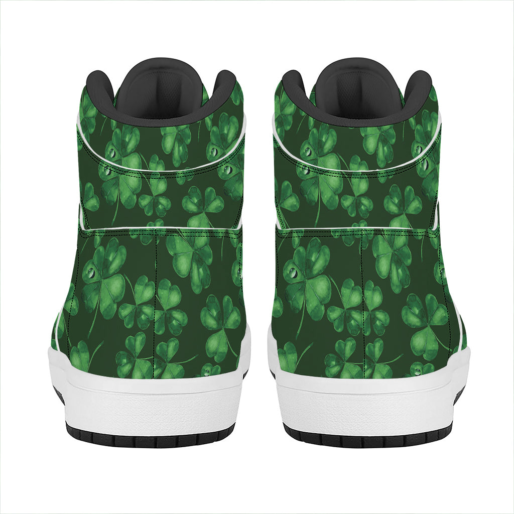 Watercolor Saint Patrick's Day Print High Top Leather Sneakers