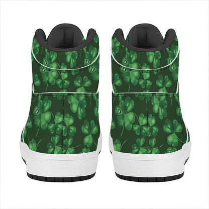 Watercolor Saint Patrick's Day Print High Top Leather Sneakers