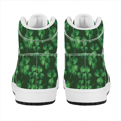 Watercolor Saint Patrick's Day Print High Top Leather Sneakers