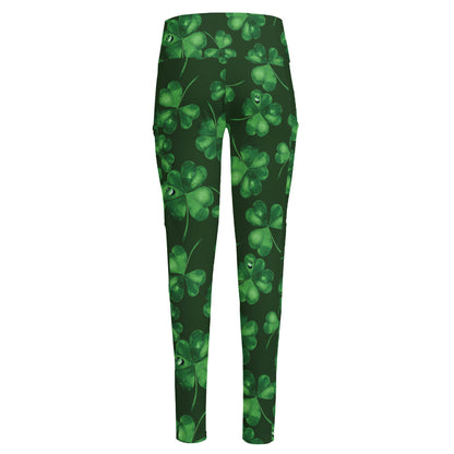 Watercolor Saint Patrick's Day Print High-Waisted Pocket Leggings