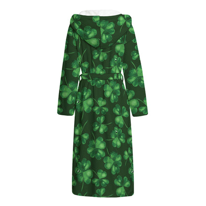 Watercolor Saint Patrick's Day Print Hooded Bathrobe