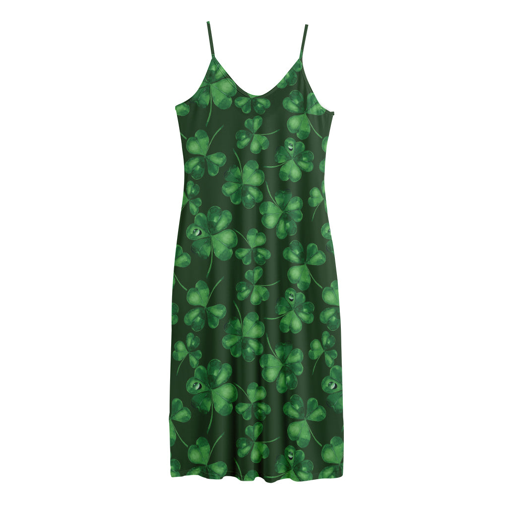 Watercolor Saint Patrick's Day Print Jersey Midi Cami Dress
