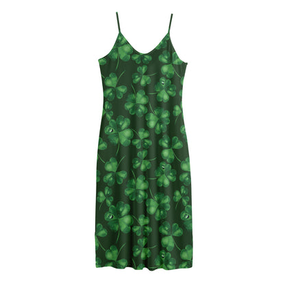 Watercolor Saint Patrick's Day Print Jersey Midi Cami Dress