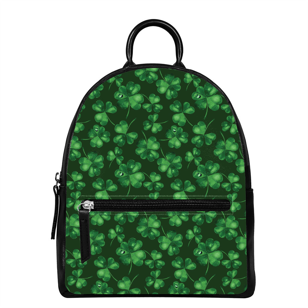 Watercolor Saint Patrick's Day Print Leather Backpack