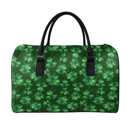 Watercolor Saint Patrick's Day Print Leather Duffle Bag