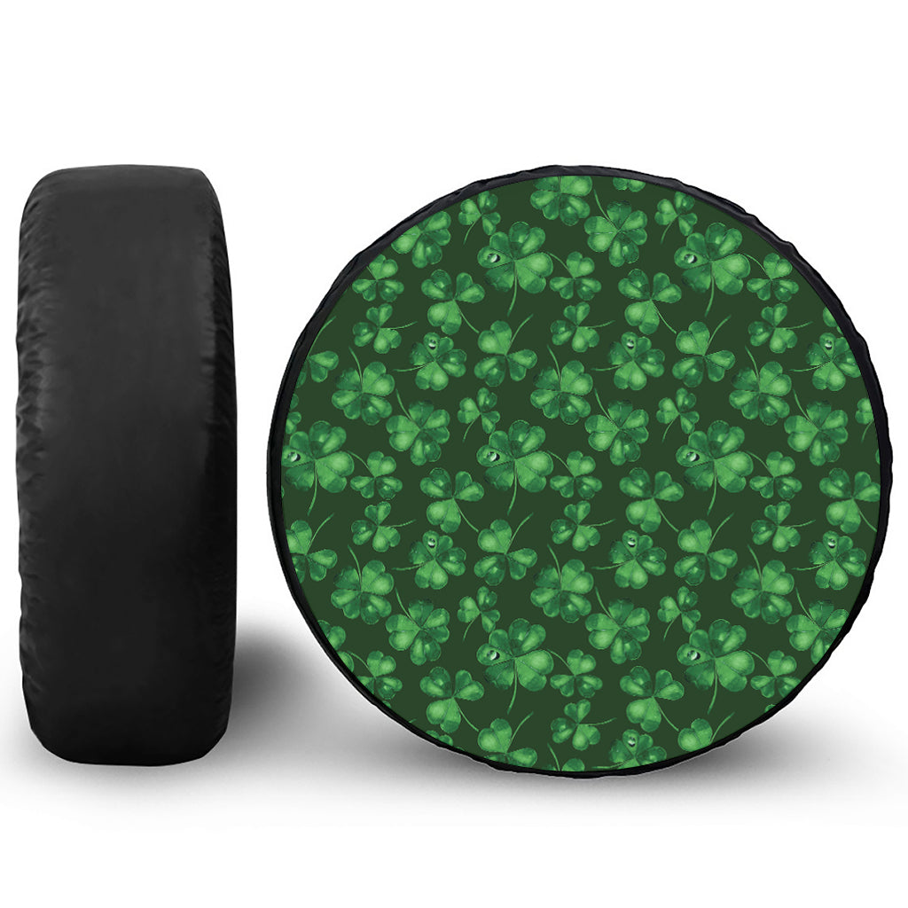 Watercolor Saint Patrick's Day Print Leather Spare Tire Cover