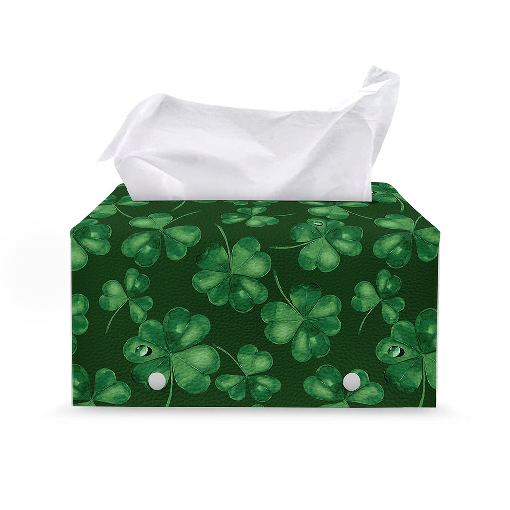 Watercolor Saint Patrick's Day Print Leather Tissue Box Cover