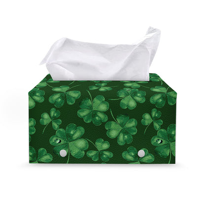 Watercolor Saint Patrick's Day Print Leather Tissue Box Cover