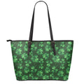 Watercolor Saint Patrick's Day Print Leather Tote Bag With Zipper