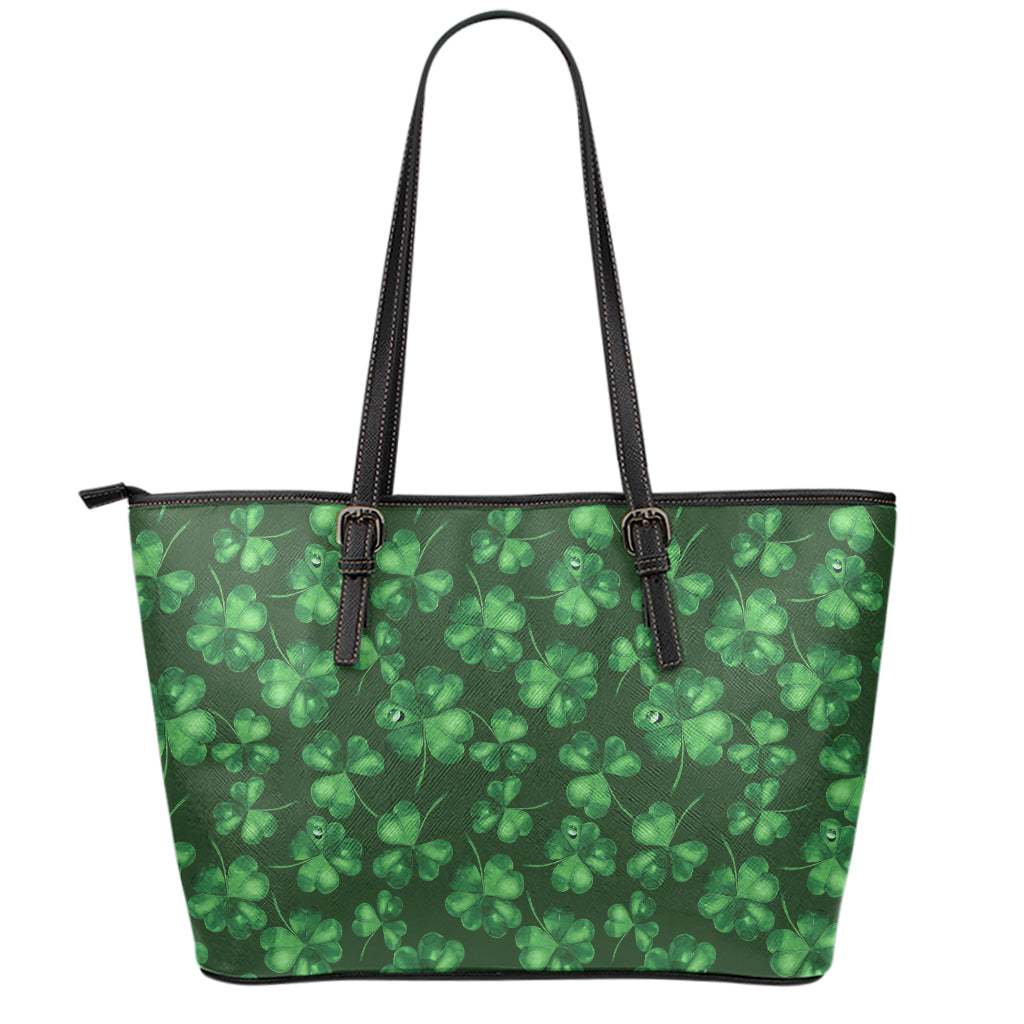 Watercolor Saint Patrick's Day Print Leather Tote Bag