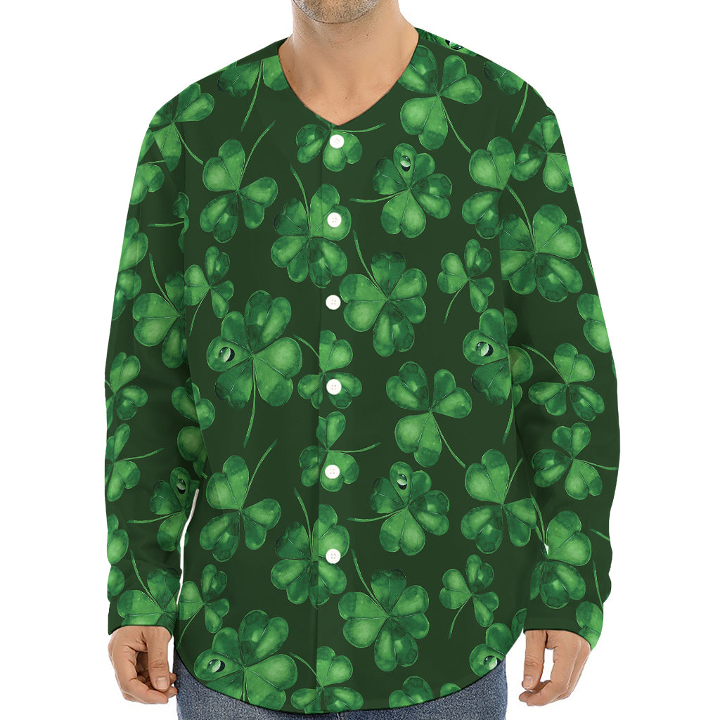 Watercolor Saint Patrick's Day Print Long Sleeve Baseball Jersey