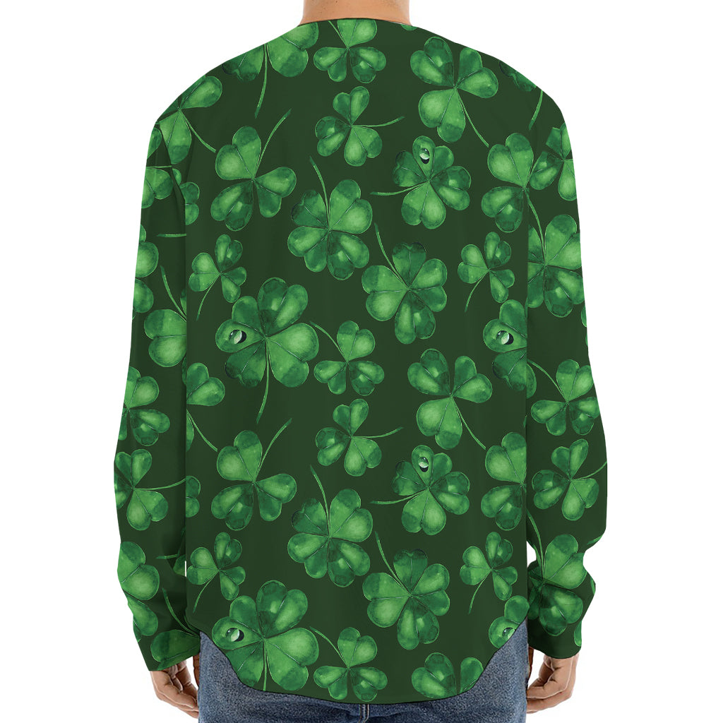 Watercolor Saint Patrick's Day Print Long Sleeve Baseball Jersey