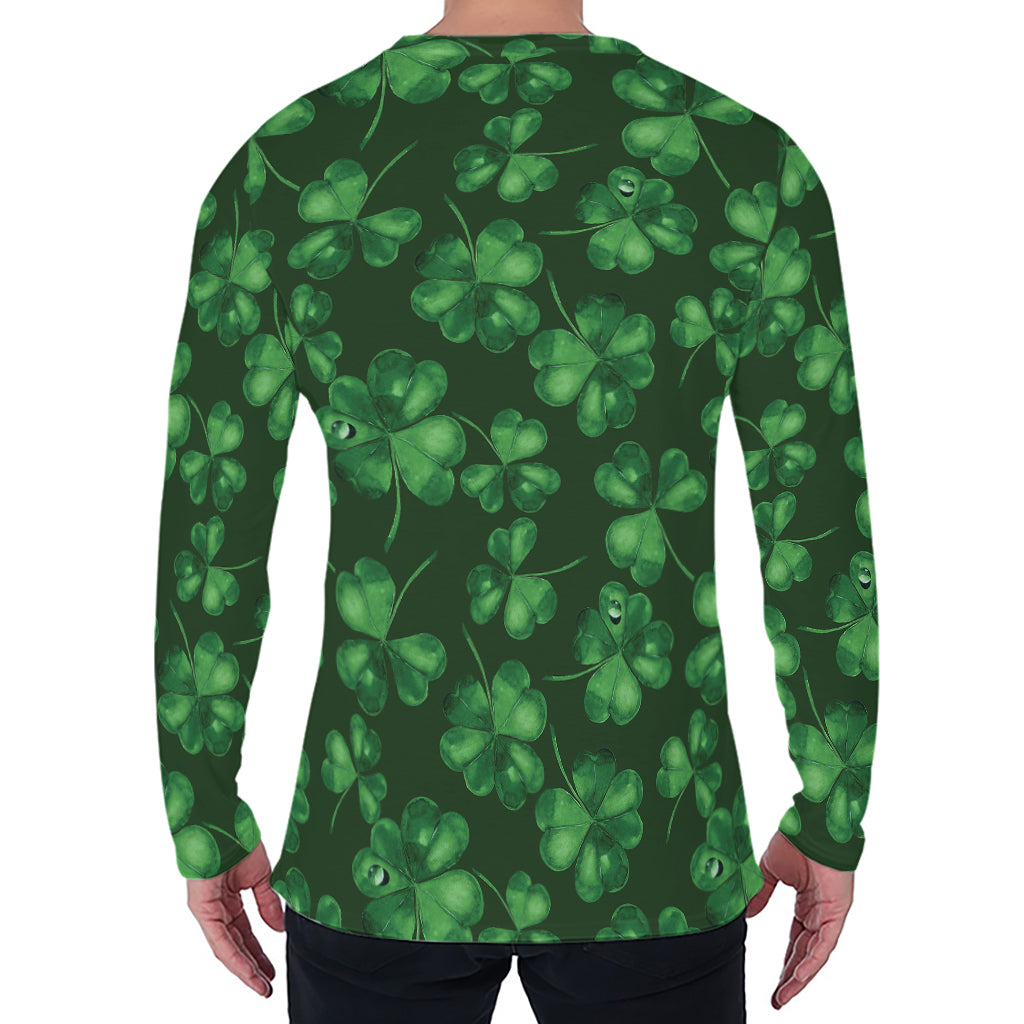 Watercolor Saint Patrick's Day Print Men's Long Sleeve T-Shirt