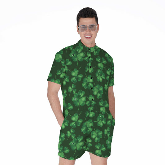 Watercolor Saint Patrick's Day Print Men's Rompers