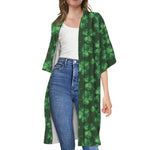 Watercolor Saint Patrick's Day Print Open Front Beach Cover Up