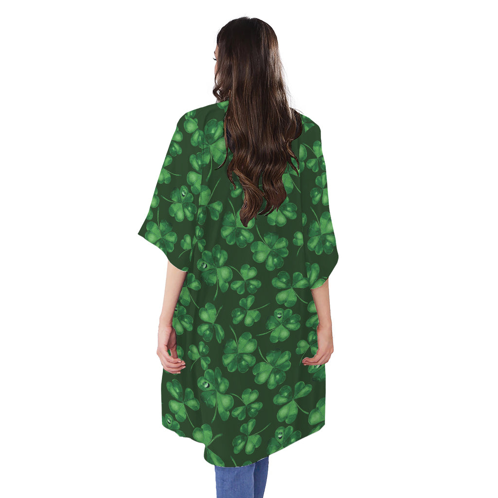 Watercolor Saint Patrick's Day Print Open Front Beach Cover Up