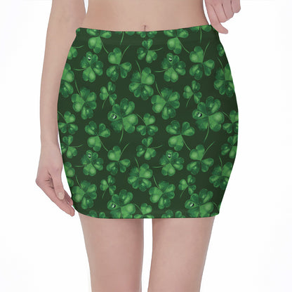 Watercolor Saint Patrick's Day Print Pencil Mini Skirt