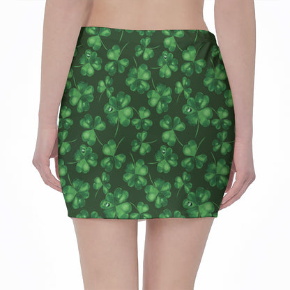 Watercolor Saint Patrick's Day Print Pencil Mini Skirt