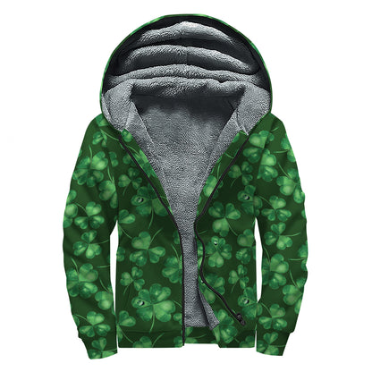 Watercolor Saint Patrick's Day Print Sherpa Lined Zip Up Hoodie