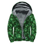 Watercolor Saint Patrick's Day Print Sherpa Lined Zip Up Hoodie