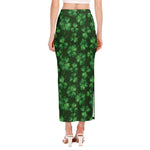Watercolor Saint Patrick's Day Print Side Slit Maxi Skirt