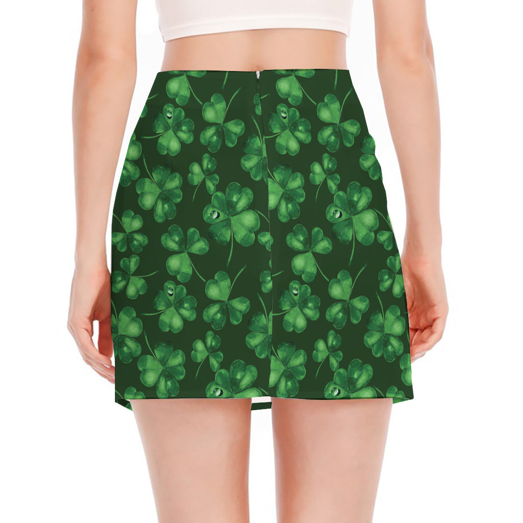 Watercolor Saint Patrick's Day Print Side Slit Mini Skirt