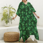 Watercolor Saint Patrick's Day Print Silk V-Neck Kaftan Dress