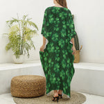 Watercolor Saint Patrick's Day Print Silk V-Neck Kaftan Dress