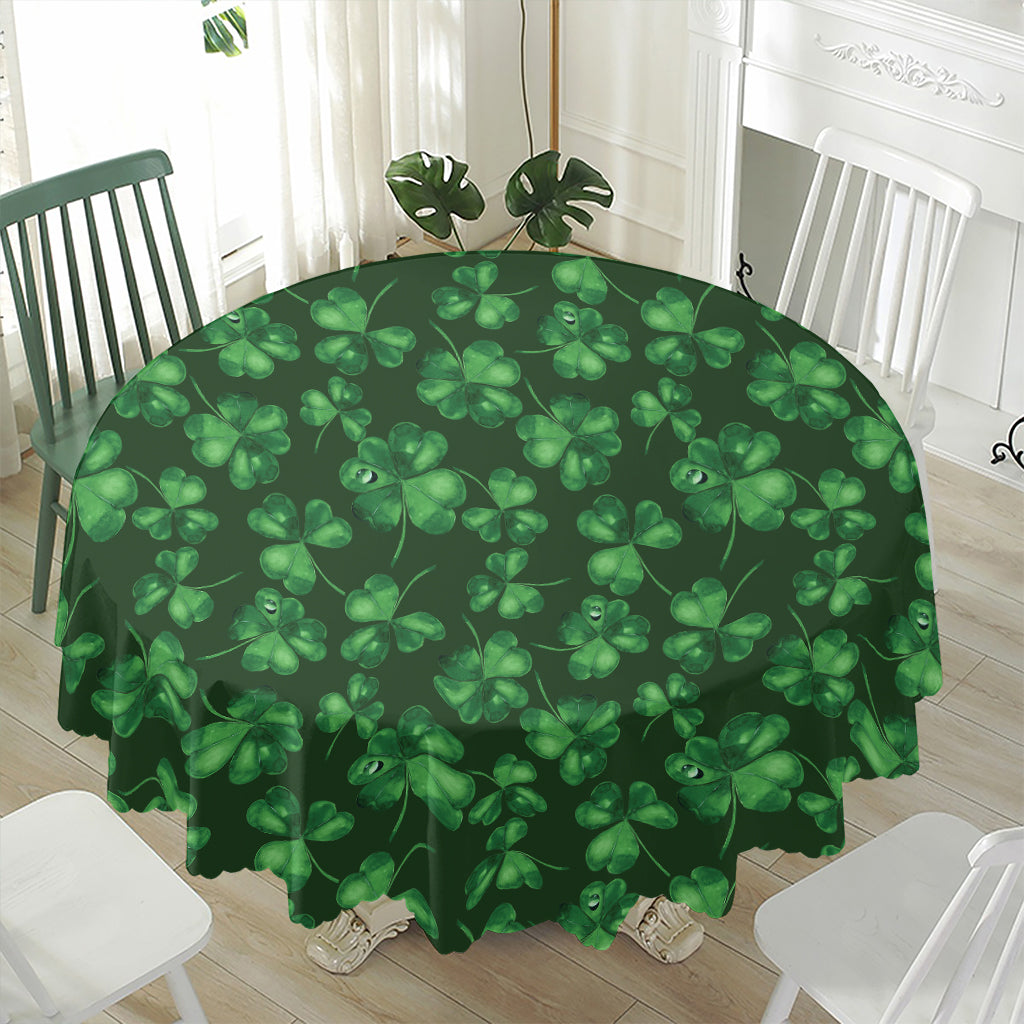 Watercolor Saint Patrick's Day Print Waterproof Round Tablecloth