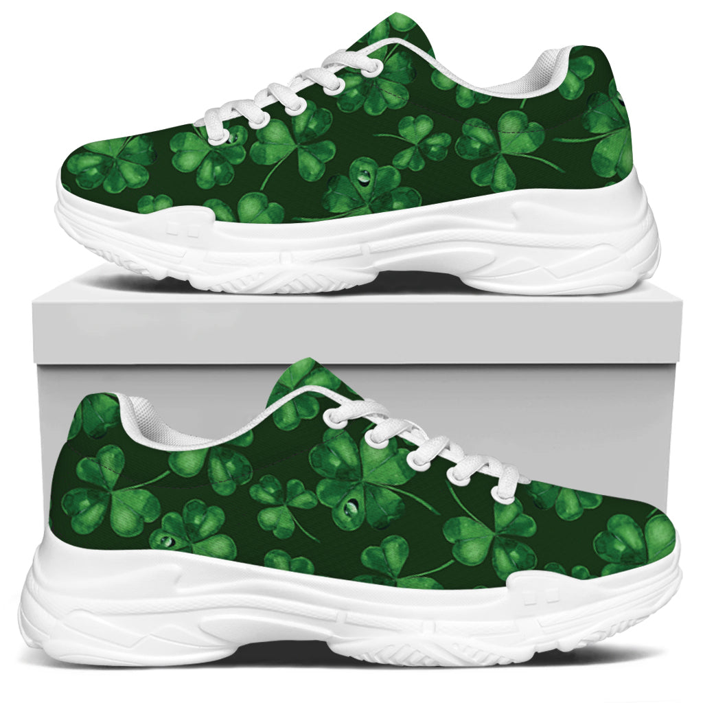 Watercolor Saint Patrick's Day Print White Chunky Shoes