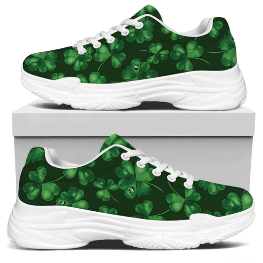 Watercolor Saint Patrick's Day Print White Chunky Shoes