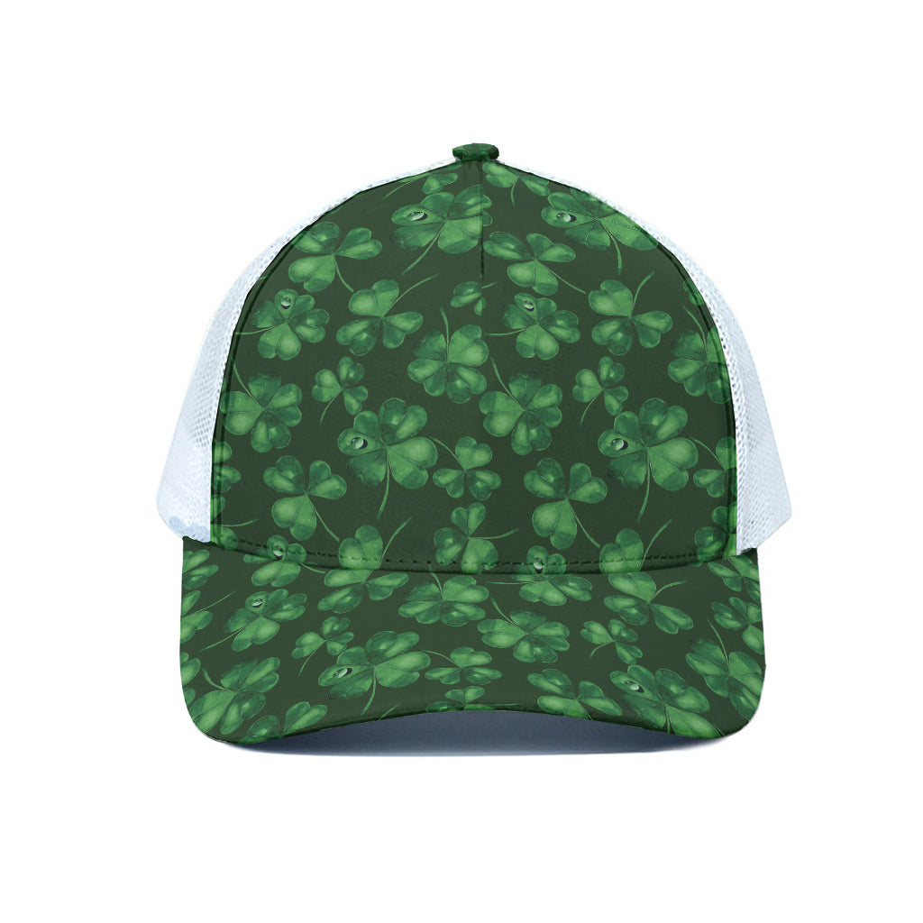 Watercolor Saint Patrick's Day Print White Mesh Trucker Cap