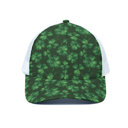 Watercolor Saint Patrick's Day Print White Mesh Trucker Cap
