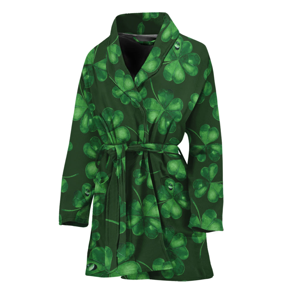 Watercolor Saint Patrick's Day Print Women's Bathrobe