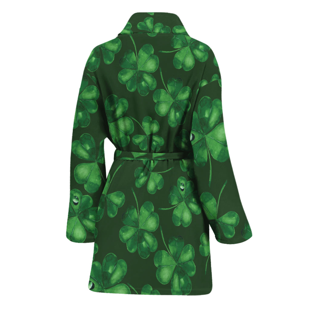 Watercolor Saint Patrick's Day Print Women's Bathrobe