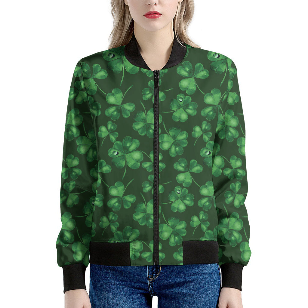 Watercolor Saint Patrick's Day Print Women's Bomber Jacket