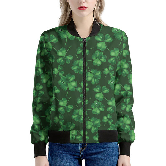 Watercolor Saint Patrick's Day Print Women's Bomber Jacket
